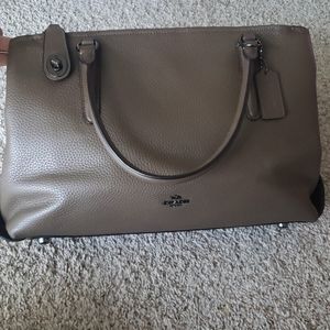 Brown Coach Brooklyn leather carryall bag
